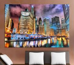 Alibaba.com offers 881 canvas skyline products. Chicago Night Skyline Canvas Large Art Wall Painting Chicago Skyscrapers Poster City Interior Decor Usa Urban Landscape Illinois Printbro