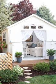 A Cozy Cottage She Shed The Home Depot Blog Backyard Sheds Backyard Getaway Shed Makeover