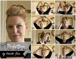 Full Top Knot Hairstyle For Short Thin Hair Short Thin Hair Short Hair Updo Short Hair Updo Tutorial
