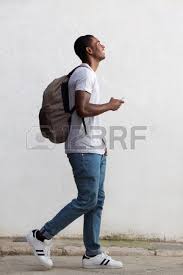 Full Body Side Portrait Of A Smiling Male College Student Walking Male Pose Reference Human Poses Reference Life Drawing Reference