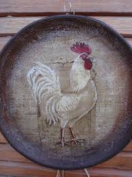 Ceramic Plate Rustic Rooster And Hearts White Beije By Rossika Chicken Decor Rustic Plates Rooster
