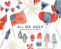This could not have been possible without a free nation. 4th Of July Clipart Patriotic Clipart Fourth July Graphics America Flag Bunting Popsicles Balloons Fireworks Essem Creatives Watercolor Clipart Business Branding