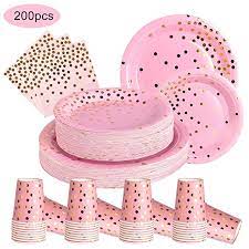 Shutterfly's dinner plates are a simple, affordable way to create gifts and party serving plates with style. Amazon Com 200pcs Disposable Pink And Gold Paper Plates And Napkins Cups Sets Pink Baby Shower Party Decorations Baby Shower Decorations Baby Shower Birthday