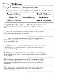 u s history westward expansion worksheet education com