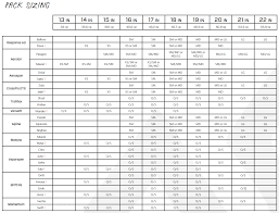 gregory packs size chart