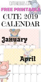 Free 2019 Cute Calendar With Animals Cute Calendar Free Printable Calendar Calendar