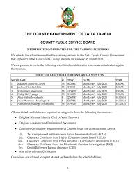 This is the toughest clearance form to obtain in kenya. Shortlisted The Taita Taveta County Government Facebook
