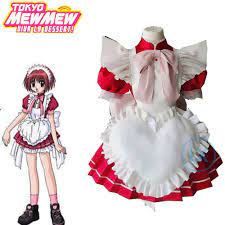 Anime Tokyo Mew Mew Momomiya Ichigo Maid Dress Cosplay Costume White Red  Game | eBay