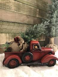 Red Truck Farmhouse Truck Old Red Truck Christmas Red Etsy Vintage Holiday Decor Christmas Red Truck Red Truck Decor