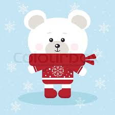 Isolated Cute Christmas Polar Bear Stock Vector Colourbox 6/12pcs red and white mini christmas scarf christmas stripes red wine bottle knit scarf doll cover xmas party decoration cover. isolated cute christmas polar bear