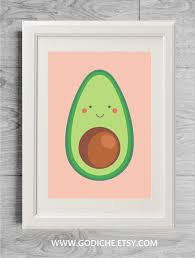 Avocado Print Avocado Poster Kawai Vegetable Print Vegetable Nursery Decor Avocado Lover Gift Godiche Sh Affiche Tropicale Decoration Tropicale Decoration