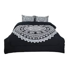Madison park essentials cozy bed in a bag comforter, vibrant color design all season down alternative cover with complete sheet set, queen(90x90), strip aqua 4.5 out of 5 stars 3,933 $101.99 $ 101. Queen All Season Quilted Comforter Sets Bohemian Black With 2 Pillow Cases Walmart Canada