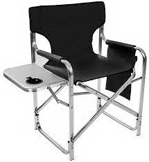 Aluminum And Canvas Folding Director S Chair With Side Table By Trademark Innovations Black 31 5 H