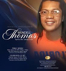 The management and staff of Eric A. Brown & Son Funeral Home announce the  service to honor the life of: Mr Wendell D. Thomas Condolence may be  expressed through the Eric. A