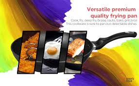 Amazon Com Chef S Star 12 Inch Ceramic Non Stick Frying Pan Ptfe And Pfoa Free Induction Bottom With Stay Cool Handle Oven Safe Dishwasher Safe For Kitchen Use Black Kitchen Dining