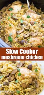 Slow Cooker Chicken And Mushrooms Chicken Slow Cooker Recipes Delicious Crockpot Recipes Crockpot Recipes Slow Cooker