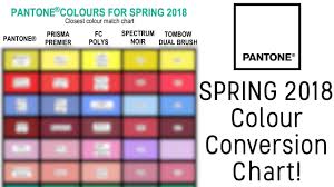 Pantone Spring 2018 Colour Conversion Chart