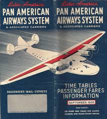 Pan Am Timetable September 1939 Latin America Services Flying Boat Vintage Travel Posters Aviation Posters