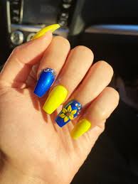 Share them with your friends now! Blue And Yellow Nails Nailart Nails Coffin Yellow Nails Yellow Nails Design Sunflower Nails