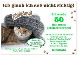 Oder sie überraschen ihre geburtstagsgäste mit einem lustigen motiv aus kindertagen auf der einladung zur feier zum 50. Einladungen Katze Geburtstag Lustig Witzig Jedes Alter Moglich Erwachsene 40 50 Ebay