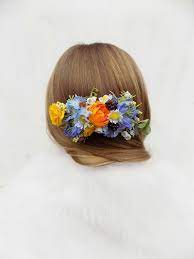 Bright Flower Hair Comb Spring Summer Wedding Bridal Hair Accessories Slide Boho Flower Hair Accessories Wedding Flower Hair Comb Bridal Hair Accessories