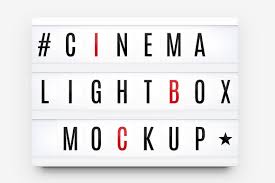 A photorealistic hanging lightbox signage mockup to showcase your logo and brand design. Cinema Lightbox Letters Mockup Creative Photoshop Templates Creative Market