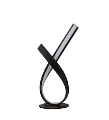 Changes colors, floats upright in pool, rechargable cons: 17 In Abstract Upright Ribbon Bow Led Black Metal Table Lamp
