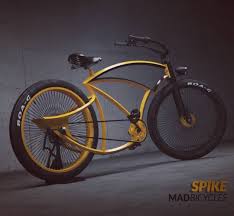 fb mad bicycles on instagram here s spike in some cat colors do you think it needs a tankplate cat caterpillar wor custom bicycle bicycle lowrider bike
