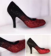 Black And Red Ombre Women S Sparkly Black Red Ombre Glitter High Low Heels Wedding Bride Pumps Shoes Wedding Heels Black Heels Black Shoes Low Heel
