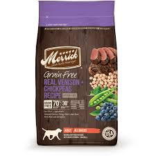 Merrick Grain Free Real Venison And Chickpeas Recipe Adult Dry Dog Food Dry Dog Food Dog Food Recipes Grain Free