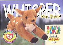Will these beanie baby cards ever reach the popularity of the dolls that made the cards possible? Amazon Com Bboc Cards Ty Beanie Babies Series 1 Common Whisper The Deer Toys Games