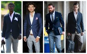 Black Blazer Grey Pants Blue Shirt How To Wear Men S Separates Combinations Blue Jacket Outfits Men Grey Pants Men Blue Jacket Men