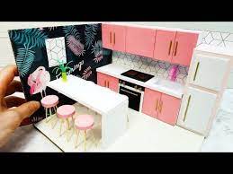 Diy Miniature Dollhouse Kitchen With Cardboard And Toothpick Youtube Doll Furniture Diy Diy Barbie House Cardboard House
