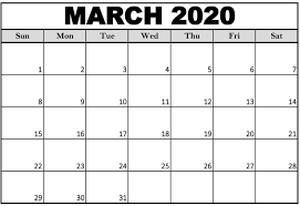 March 2020 Printable Calendar Excel In 2020 Printable Calendar Template Calendar Template Calendar Word