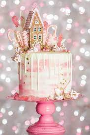 Pink Gingerbread Cake Gingerbread Cake Drip Cakes House Cake