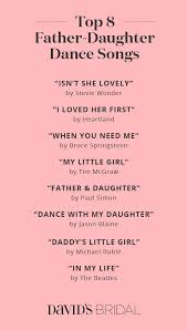 Best Father Daughter Dance Songs David S Bridal Blog Father Daughter Dance Songs Daughter Songs Wedding Songs