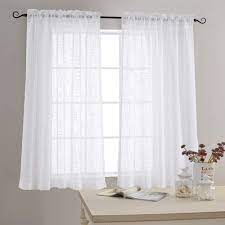 Amazon Com Linen Textured Sheer Window Curtains For Bedroom 63 Inches Long White Sheer Curtain For Living Roo White Sheer Curtains Living Room Drapes Curtains
