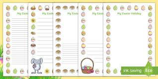 What i love about these easter craft activities is the lines are thick, so they're easy for kids to cut out. My Easter Holiday Writing Frames Ks1 Teacher Made