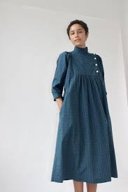 Smock Dress In Navy Tartan Batsheva Smock Dress Dresses Smocking