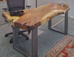 Nothing promotes a natural, live environment to counteract your digital life like a live edge wood desk and shelving. Live Edge Office Desk Novocom Top