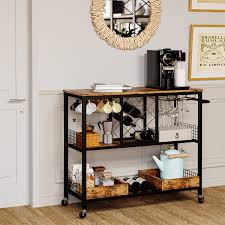 We have a huge range of products in different styles, from vintage dressing tables to modern kitchens. Buy Ironck Wine Rack Table Industrial Bar Cart On Wheels Kitchen Storage Cart For The Home Wood And Metal Frame Vintage Brown Online In Turkey B07zvsdjl7