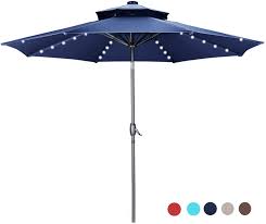 Gdy 2 Tiers Vented 10ft Solar 40 Led Lighted Patio Umbrella Outdoor Waterproof Table Umbrellas With