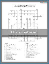 Crosswords puzzle related to the makes, models and brands of cars and car manufacturers. Free Printable Movie Crossword Lovetoknow