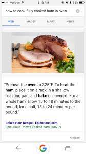 Thank You Google How Long To Cook A Fully Cooked Ham In Oven Turned Out Delicious Warm Diner Recipes How To Cook Ham Aesthetic Food