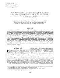 Pdf Pcr Approach For Detection Of Fragile X Syndrome And Huntington Disease Based On Modified Dna Limits And Utility