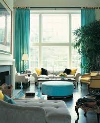 American style living room curtains, turquoise blue floral printed blackout curtains. Our Current Obsession Turquoise Curtains