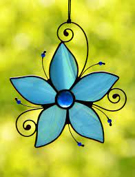 Glass window hangings suncatcher multicolor birds on a wire high stained glass suncatcher window panel. Stained Glass Decor Flower Suncatcher For Window Hanging Etsy Stained Glass Flowers Stained Glass Decor Glass Art Pictures