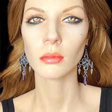 These cuties are newly listed in my Etsy shop waiting to find a home!  Handcrafted, “Byzantine” diamond chainmail earrings with mini spikes,  Garnet captive beads and beautiful Amethyst crystal charms. Length: 3”.