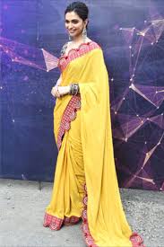 Bollywood Deepika Yellow Georgette Digital Print Saree Saree Saree Designs Indian Designer Sarees