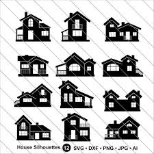 Download House Silhouettes Svg House Clipart Bundle Svghouse Svg Etsy House Silhouette House Clipart Silhouette Svg